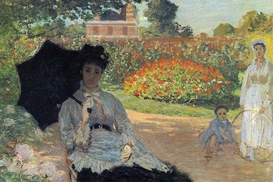 Camille in the Garden with Jean and His Nanny - Gallery Wrapped Canvas Art