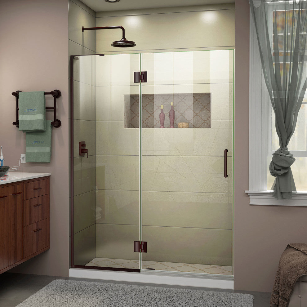 Unidoor-x 51" Shower Door, Oil Rubbed Bronze, Right-wall Bracket