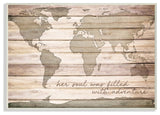 Inspirational Word World Map Wood Te"xture Design, 10"x15"