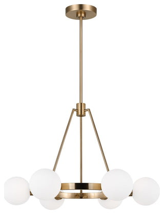 Clybourn Six Light Chandelier, Satin Brass