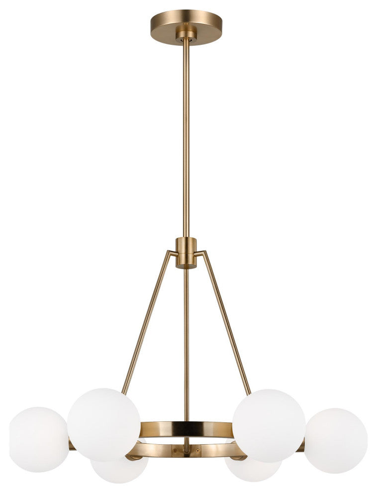 Clybourn Six Light Chandelier, Satin Brass