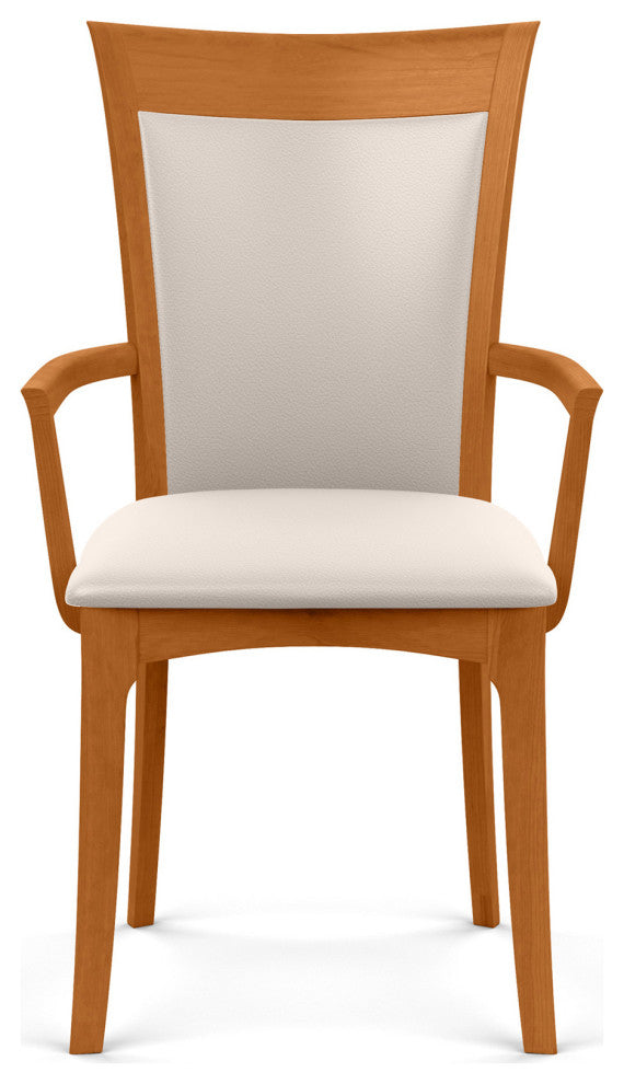 Copeland Morgan Upholstered Armchair, Natural Cherry, White Leather