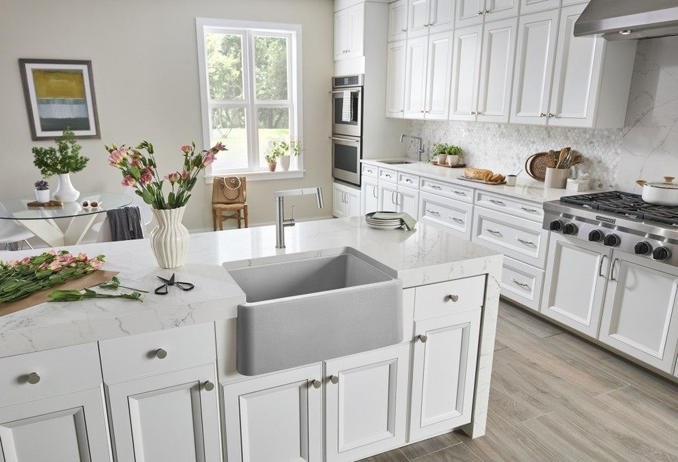 Blanco 402312 Ikon 27"x19" Granite Farmhouse Kitchen Sink, Cafe Brown