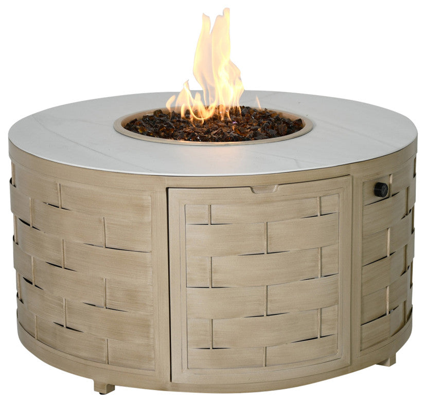 Biscayne 42" Round Coffee Table With Firepit