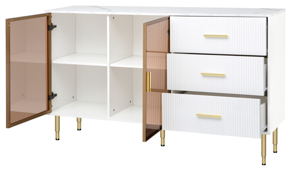 TATEUS 60" Modern Sideboard MDF Buffet Cabinet, White