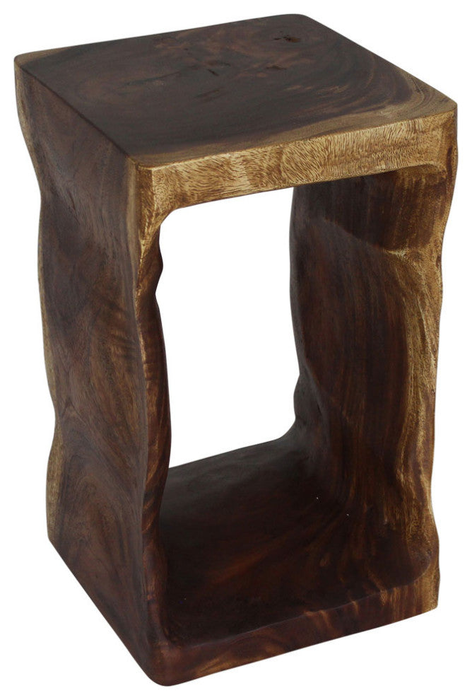 Haussmann Wood Natural Stool End Table 12 In Sq X 20 In High Walnut Oil