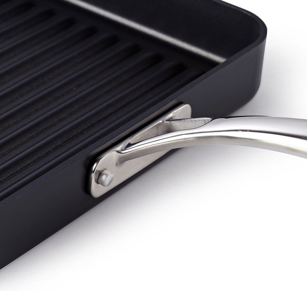 Cooks Standard Hard Anodized Nonstick Square Grill Pan, 11"x11", Black