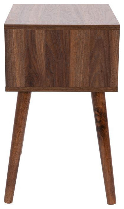 Hatfield One Drawer Wood Nightstand, Side Accent or End Table-Dark Walnut