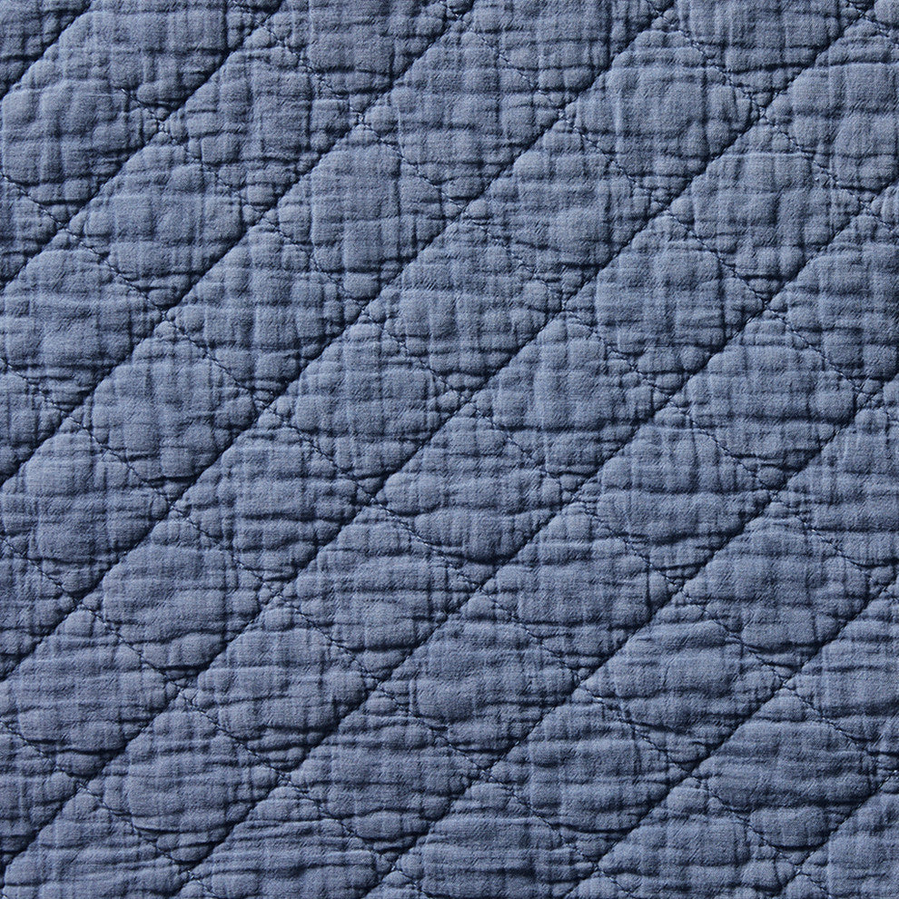 Stonewashed Cotton Gauze Quilt, 1PC, French Blue, King