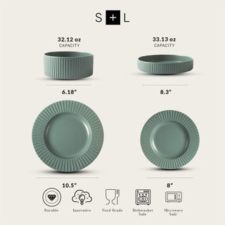 Christian Siriano Lusso Stoneware 16 Piece Dinnerware Set, Stone