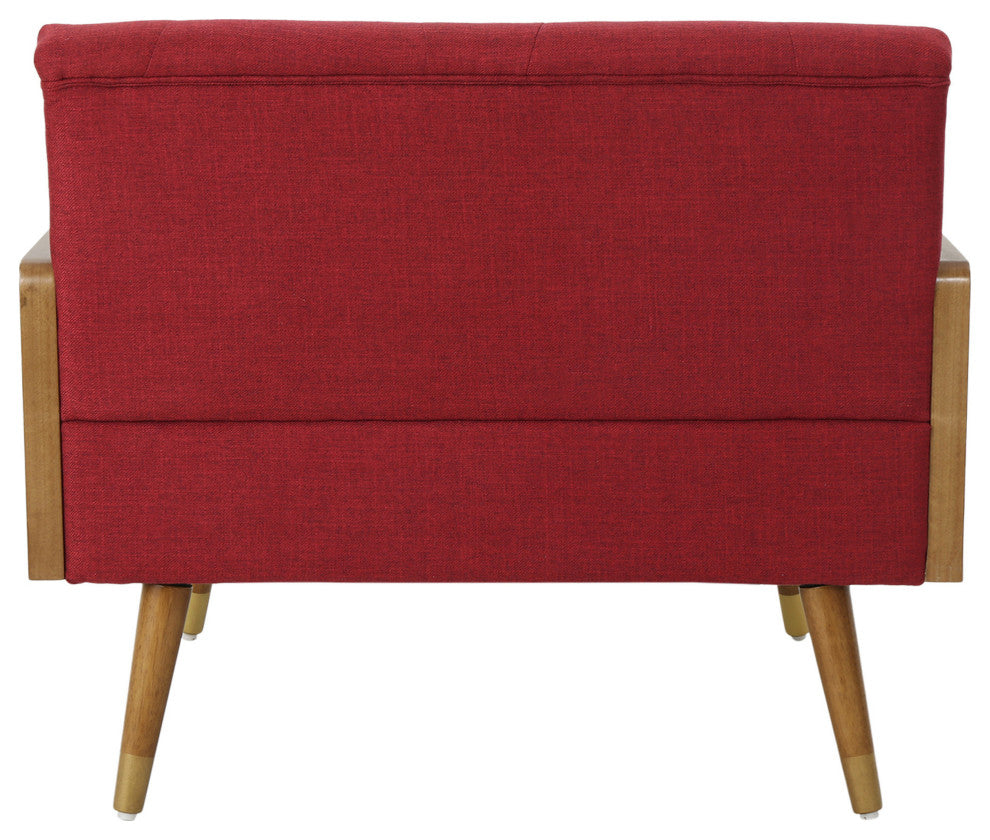 GDF Studio Greta Mid Century Modern Fabric Club Chair, Red/Dark Walnut