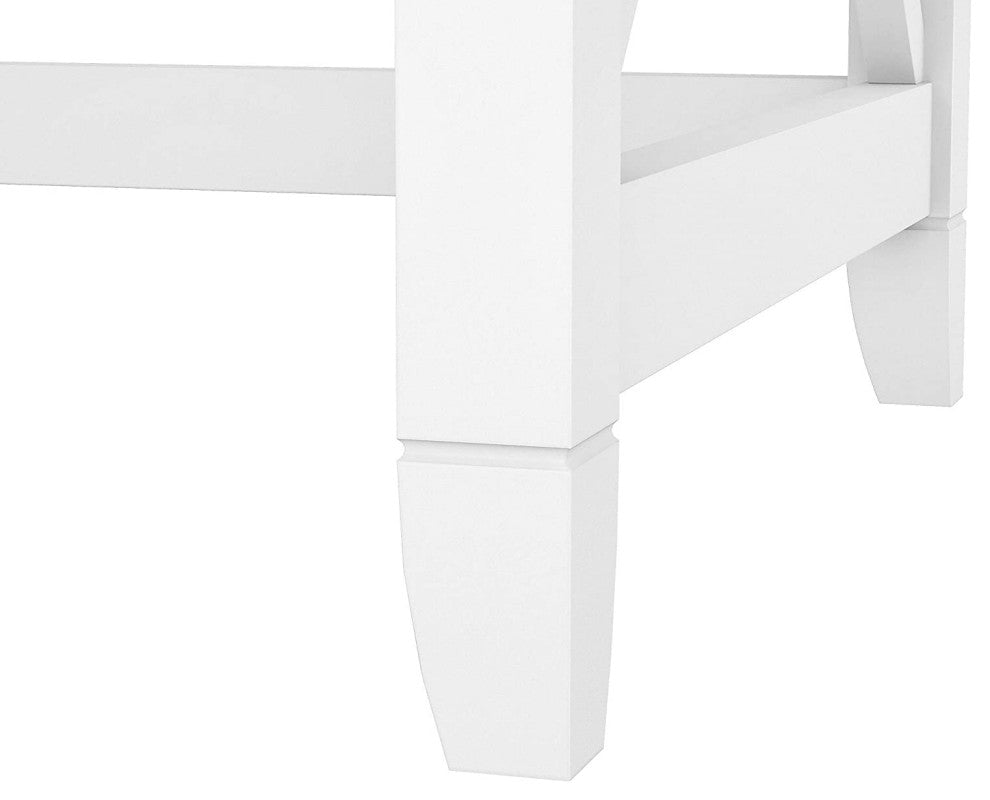 L Shaped Desk, Pure White Body With X-Shaped Side Accents and Shiplap Gray Top