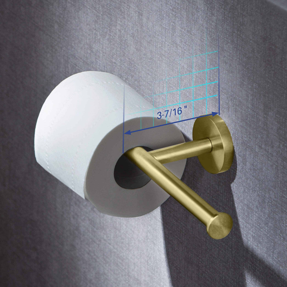 Circular Double Toilet Paper Holder, Brushed Gold