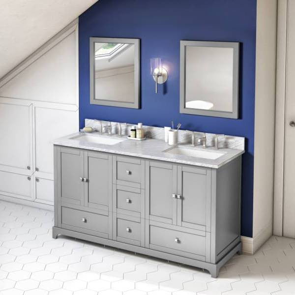 Jeffrey Alexander Addington Contemporary 60" Gray Double Sink Vanity