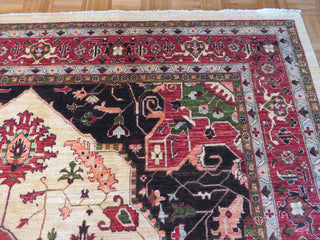 9"x11" Hand-Knotted Ivory Fine Serapi Heriz Oriental Rug Vegetable Dyes