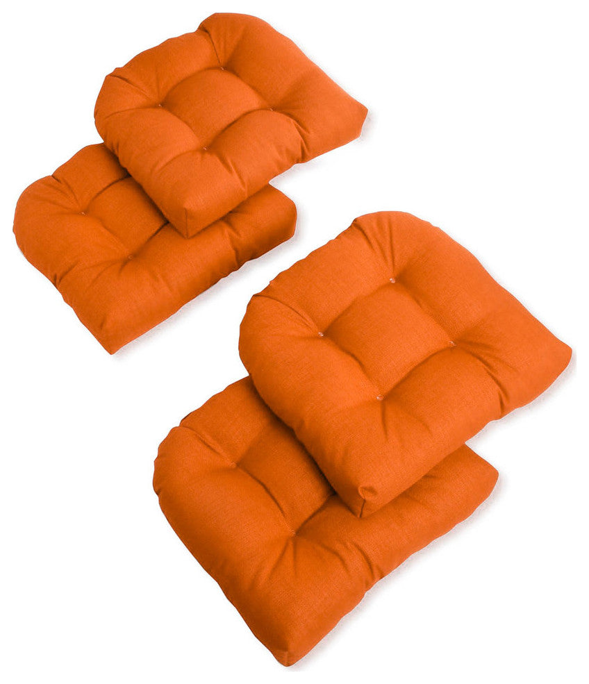 19" U-Shaped Polyester Tufted Dining Chair Cushions, Set of 4, Tangerine Dream