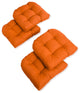 19" U-Shaped Polyester Tufted Dining Chair Cushions, Set of 4, Tangerine Dream