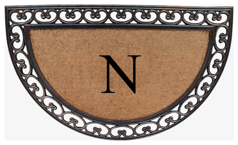 A1HC Natural Coir Monogrammed Door Mat For Front Door, 30"x48", N