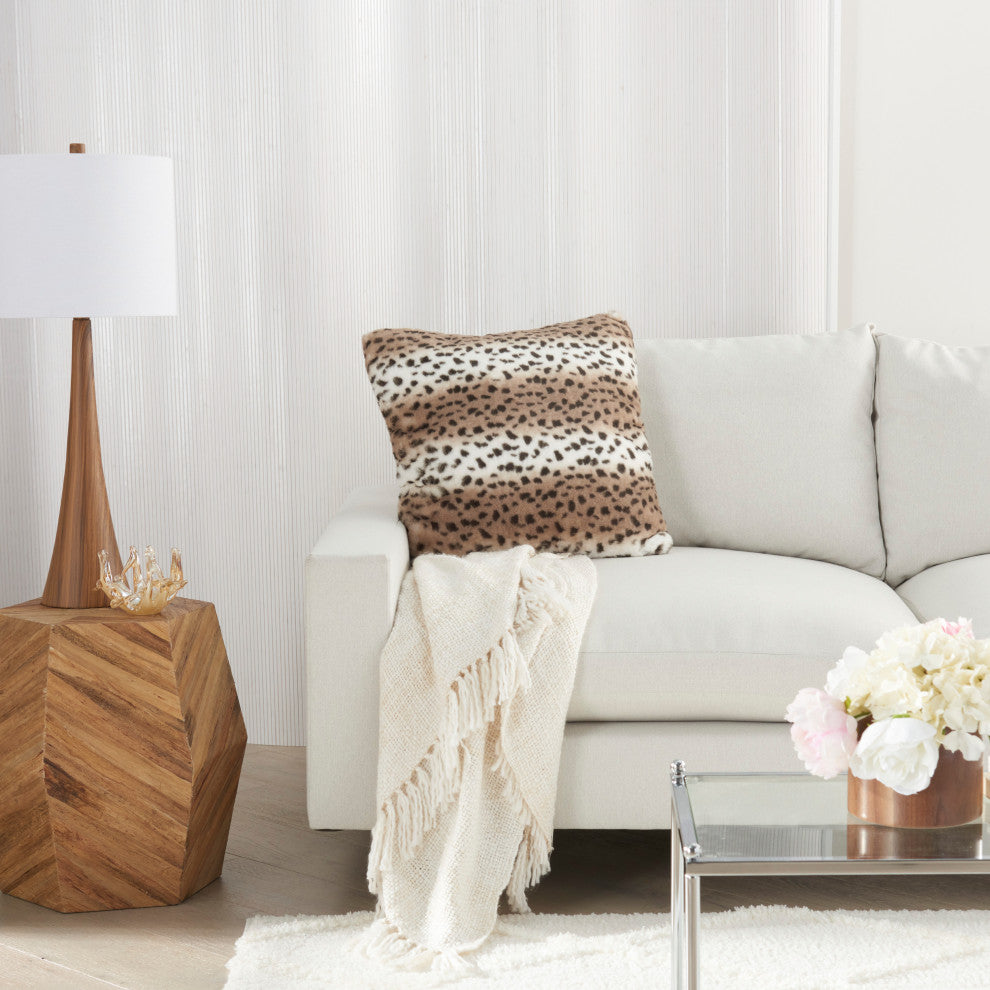 Mina Victory VV465 Throw Pillow, Beige, 20" X 20"