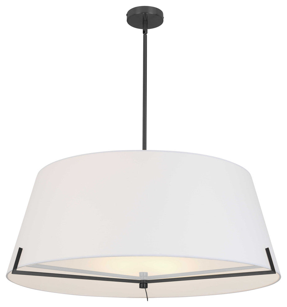 Preston Contemporary 4 Light White Matte Black Fabric Pendant