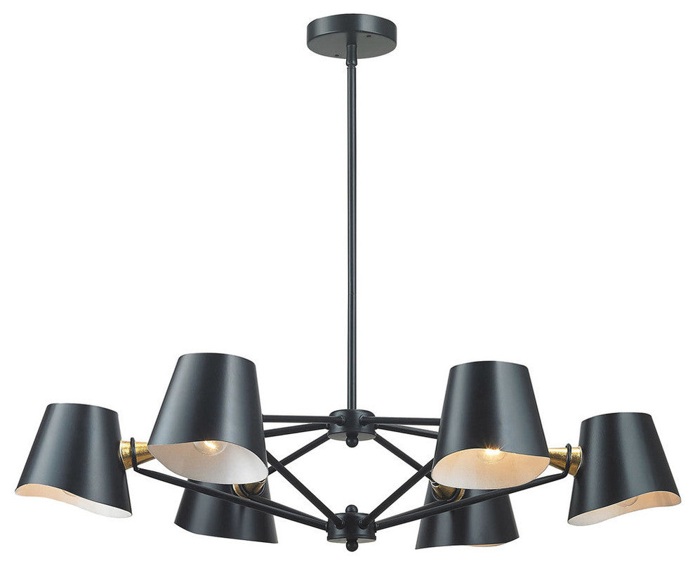 Webre 6 Light Chandelier In Matte Black And Gold Leaf