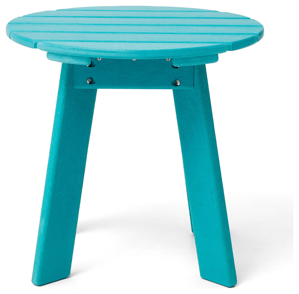 20"D Outdoor Patio HDPE Round Side Table, Aqua