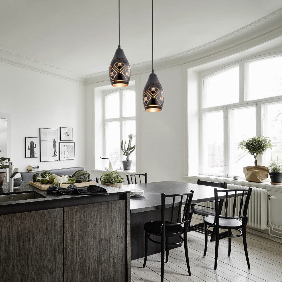 Modern Pendant Light Fixture, Black, Farmhouse