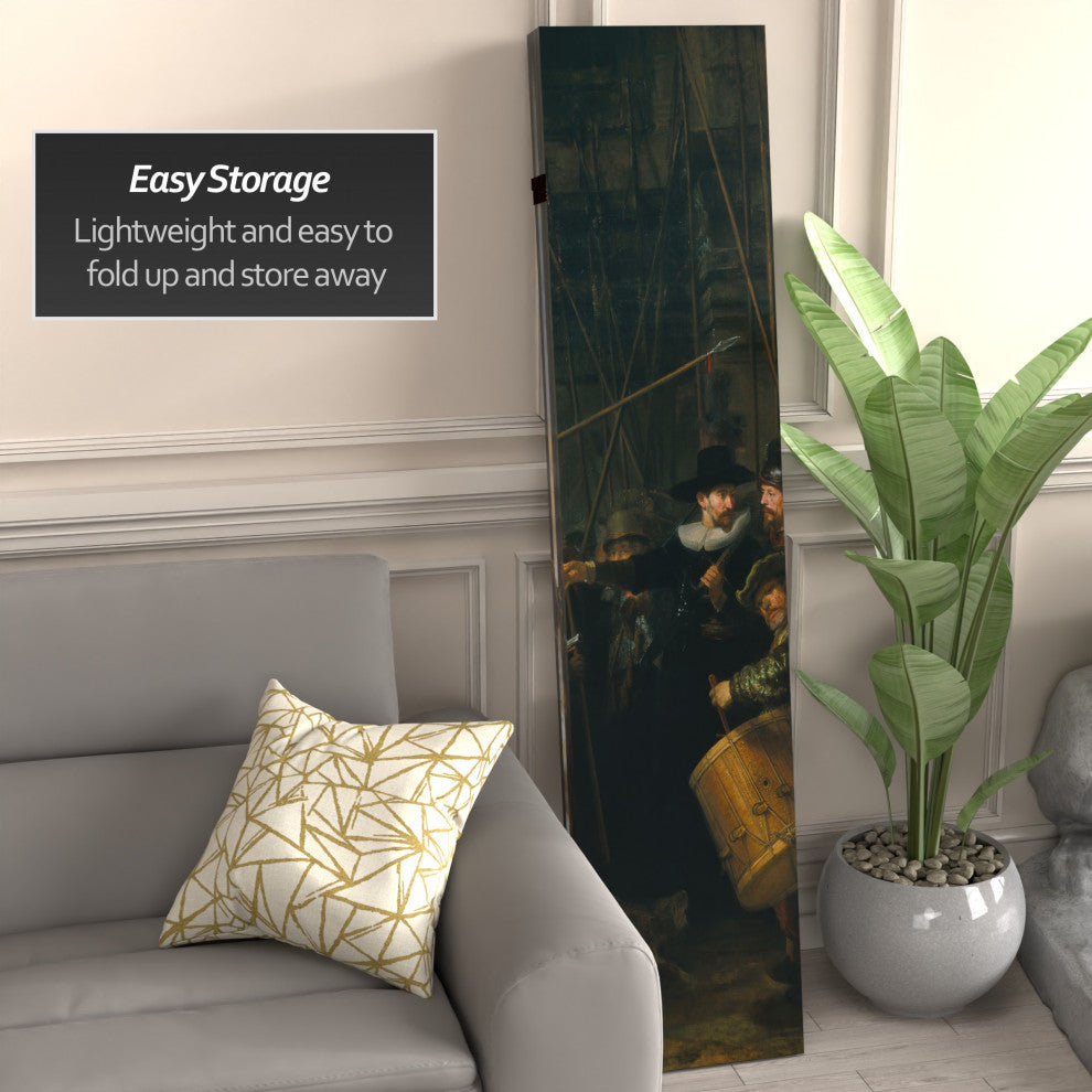 6'' Tall Double Sided Works of Rembrandt Canvas Room Divider