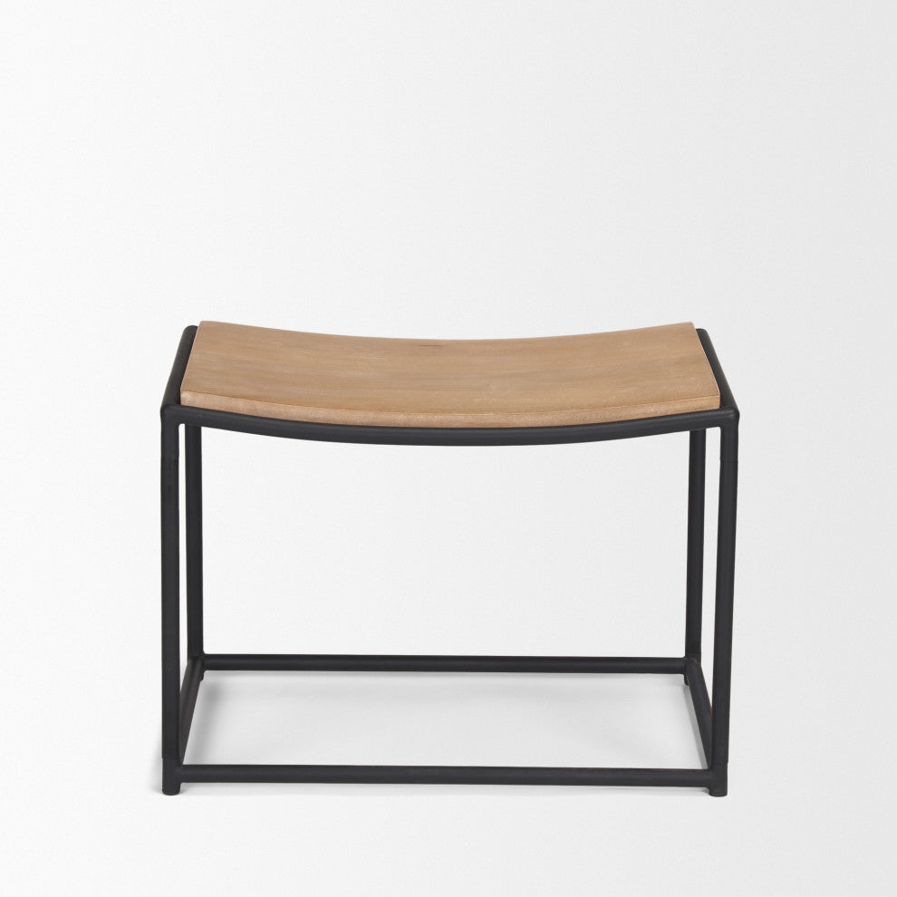 Taniel Light Brown Wood With Black Metal Stool
