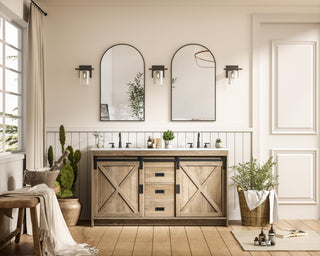 Home Living 60" Double Bathroom Vanity, Natural Oak