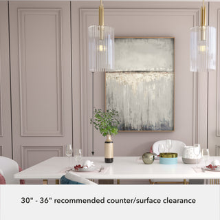 Gatz Alturas Gold, Ribbed Glass 1-Light Pendant