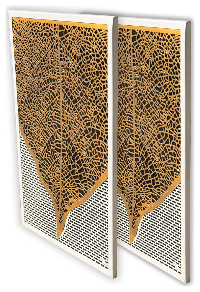 DecorShore Gold Leaf Nature Metal Decorative Wall Art