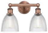 Castile 2-Light 15" Bath Vanity Light, Antique Copper Finish, Clear Shade