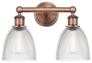 Castile 2-Light 15" Bath Vanity Light, Antique Copper Finish, Clear Shade