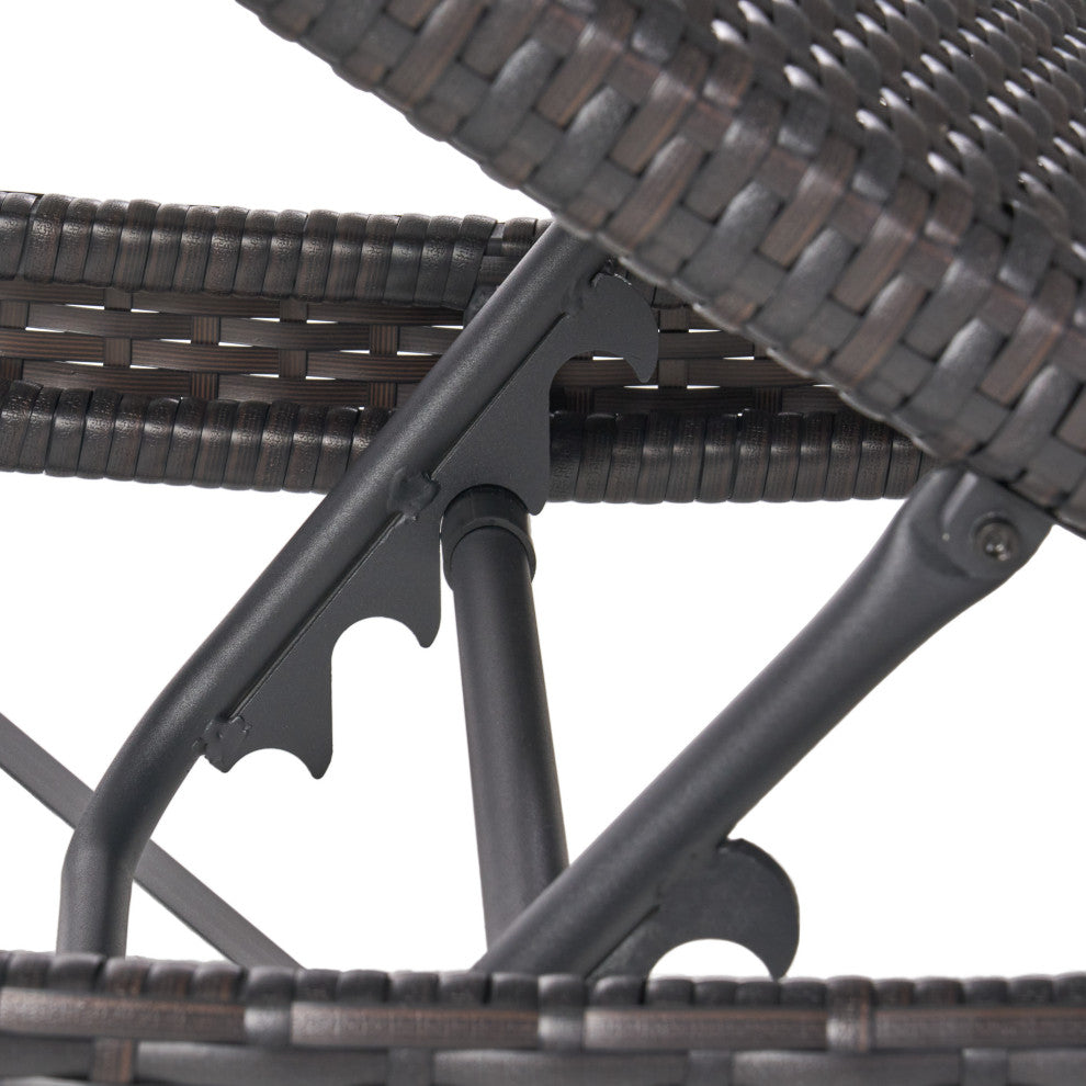 GDF Studio Manuela Outdoor Single Multibrown Wicker Chaise Lounge Chair