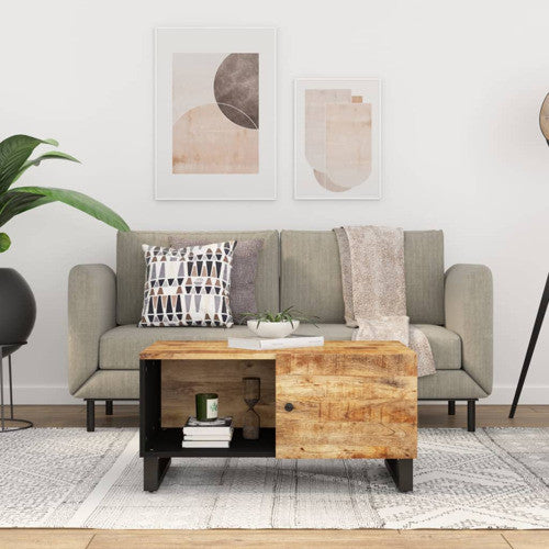 vidaXL Coffee Table Storage Side Table Solid Wood Mango and Engineered Wood