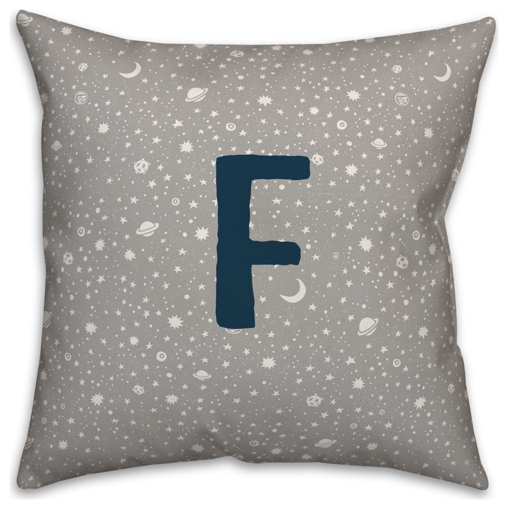 Monogram F Space Doodle 16x16 Spun Poly Pillow