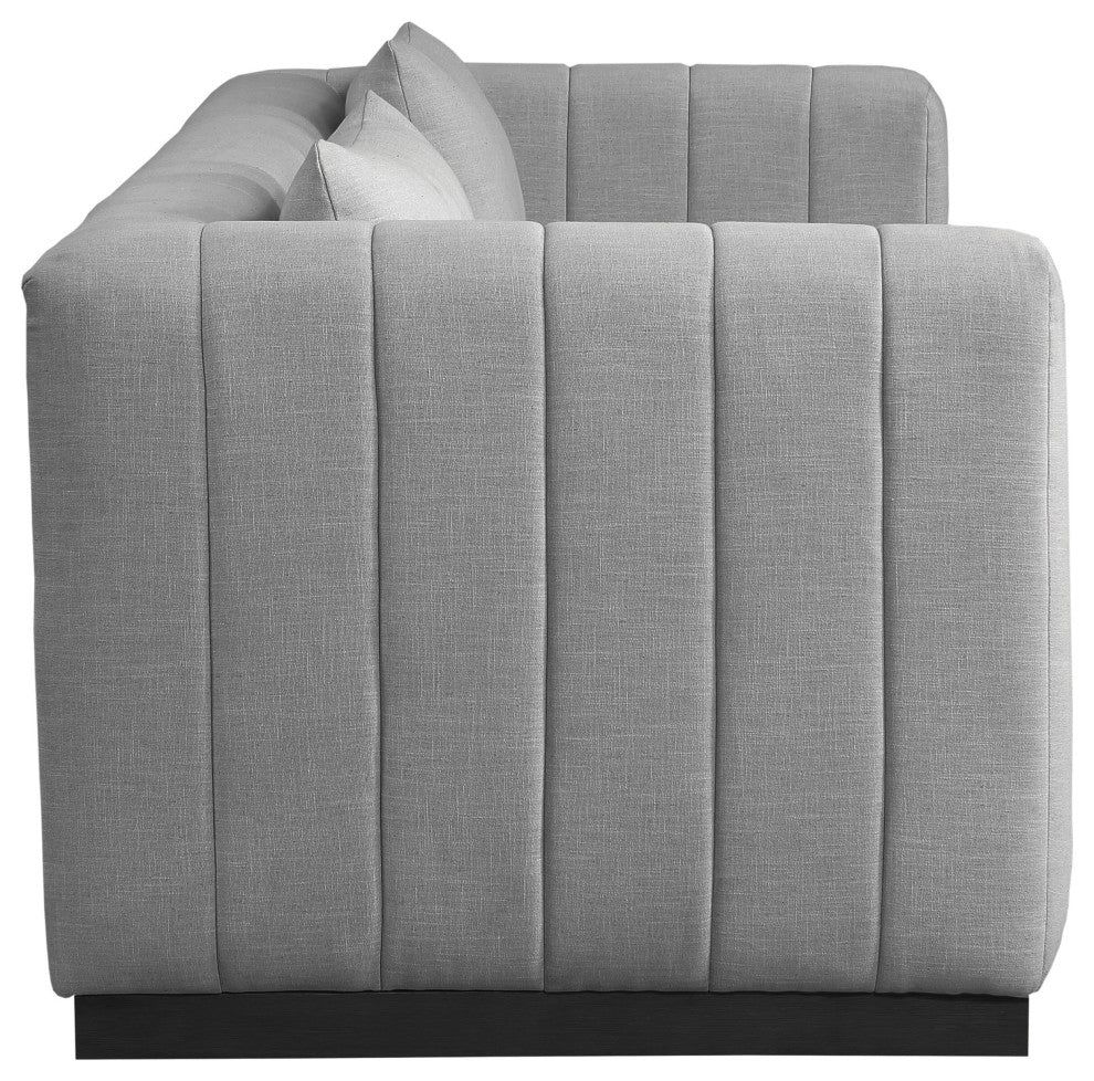 Lucia Beige Linen Textured Fabric Chair, Grey, Sofa