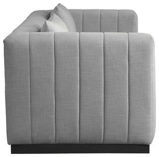 Lucia Beige Linen Textured Fabric Chair, Grey, Sofa