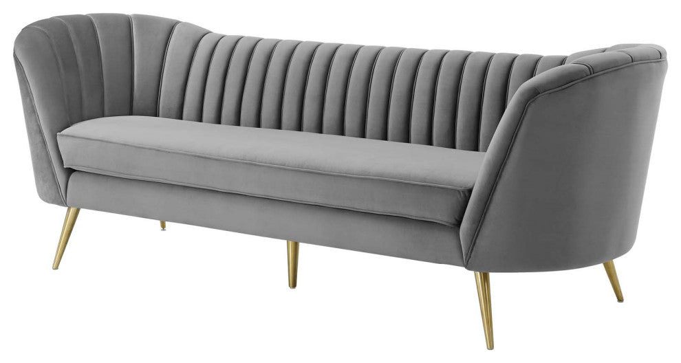 Armchair and Sofa Set, Velvet, Gray, Modern, Living Lounge Hospitality