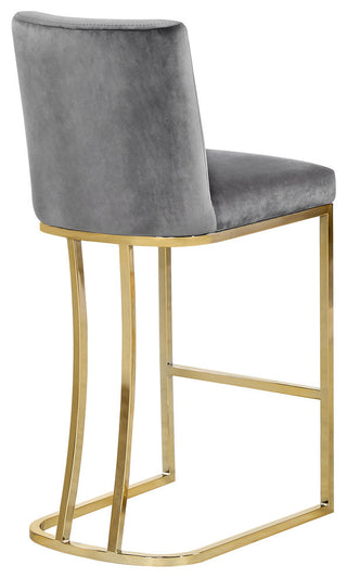 Heidi Upholstered Counter Stool, Gray, Gold, Velvet