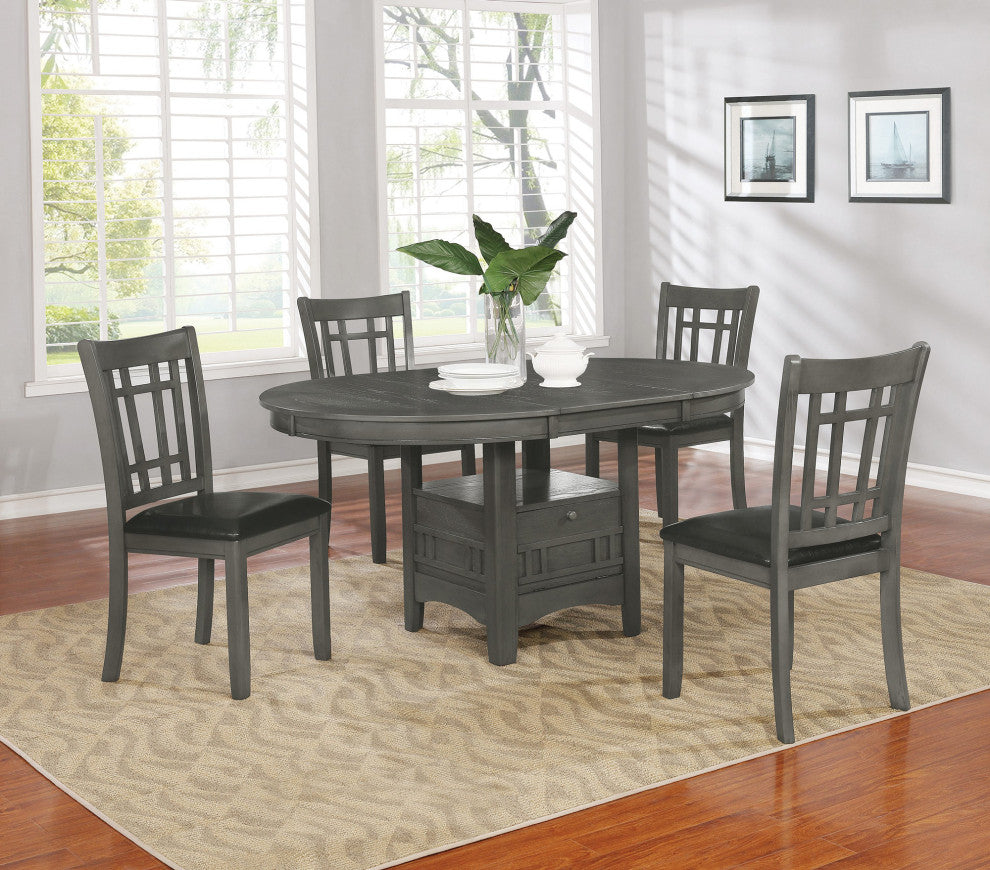 Wood Dining Table With Storage, Medium Gray