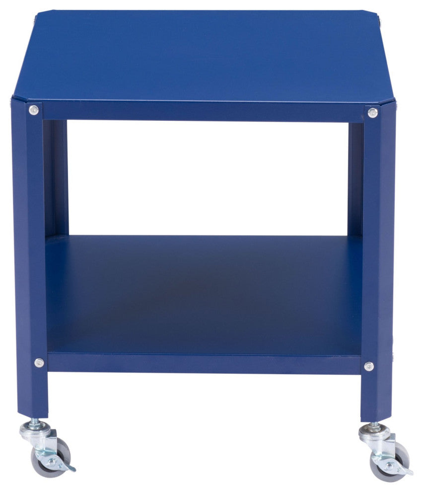 Sofa Side Table, Square, Steel Metal, Blue, Lounge Cafe Lobby Hospitality