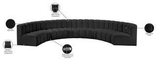 Arc Vegan Leather Upholstered 8-Pc. Inward Curved Modular Sectional, Black