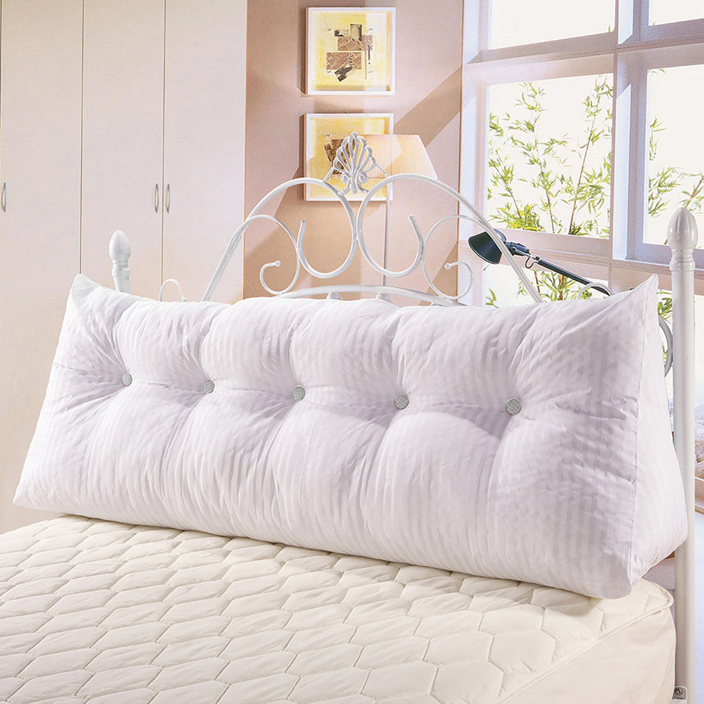 Bed Rest Reading Wedge Pillow for Headboard Daybed Dorm Light Gray Linen Blend, 59x20x8