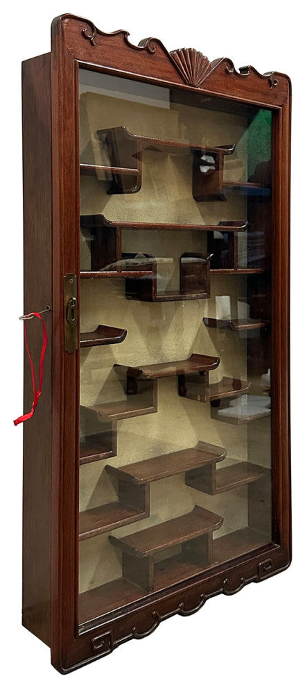 Mid-20th Century Chinese Hardwood Wall Mounted Display/Curio Cabinet