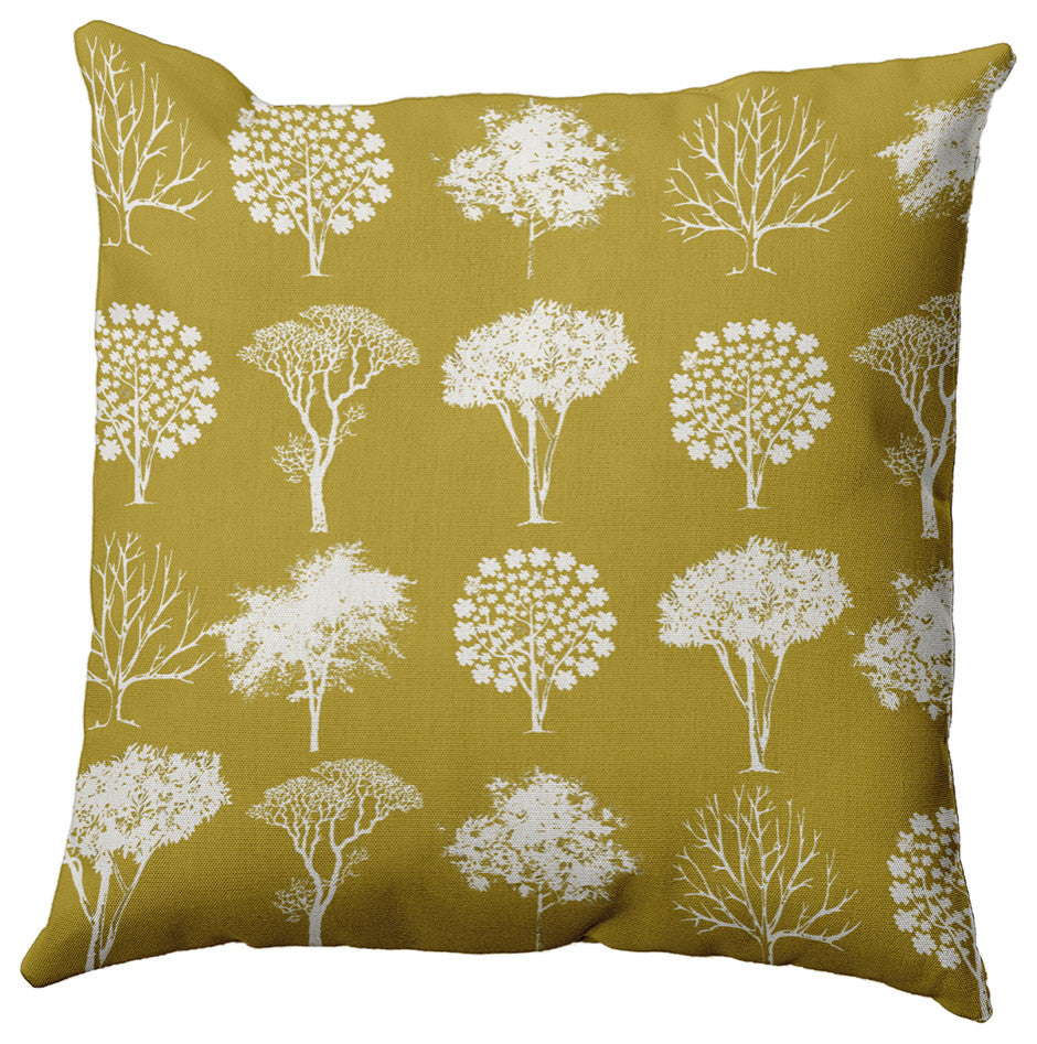 18" x 18" Field of Trees Decorative Throw Pillow, Muted Gold