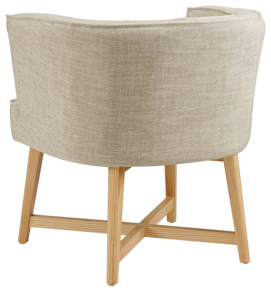 Accent Chair, Fabric, Wood, Beige, Modern, Living Lounge Hotel Lobby Hospitality