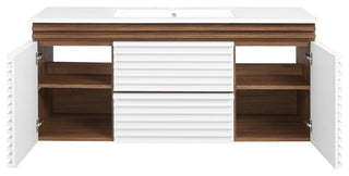 Render 48" Wall-Mount Bathroom Vanity, White Walnut White