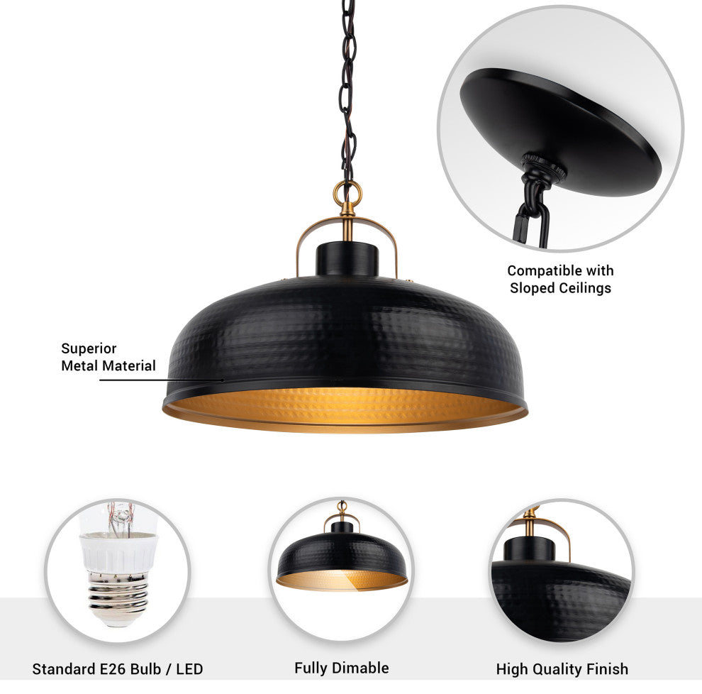 1-Light Rustic Metal Pendant